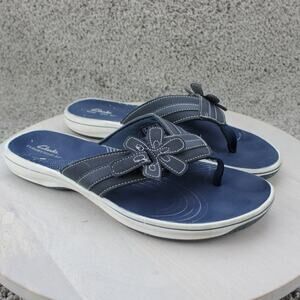 Clarks Cloudsteppers Brinkley Flora Navy Blue Comfort Sandals Womens 11